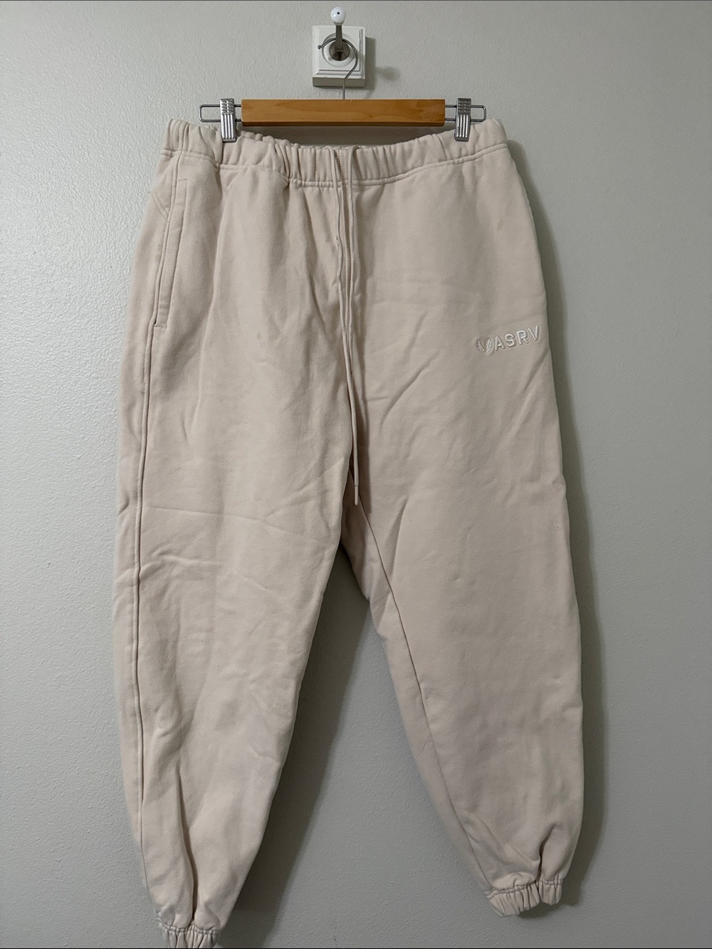 ASRV Men's Cream/Tan Fleece Joggers